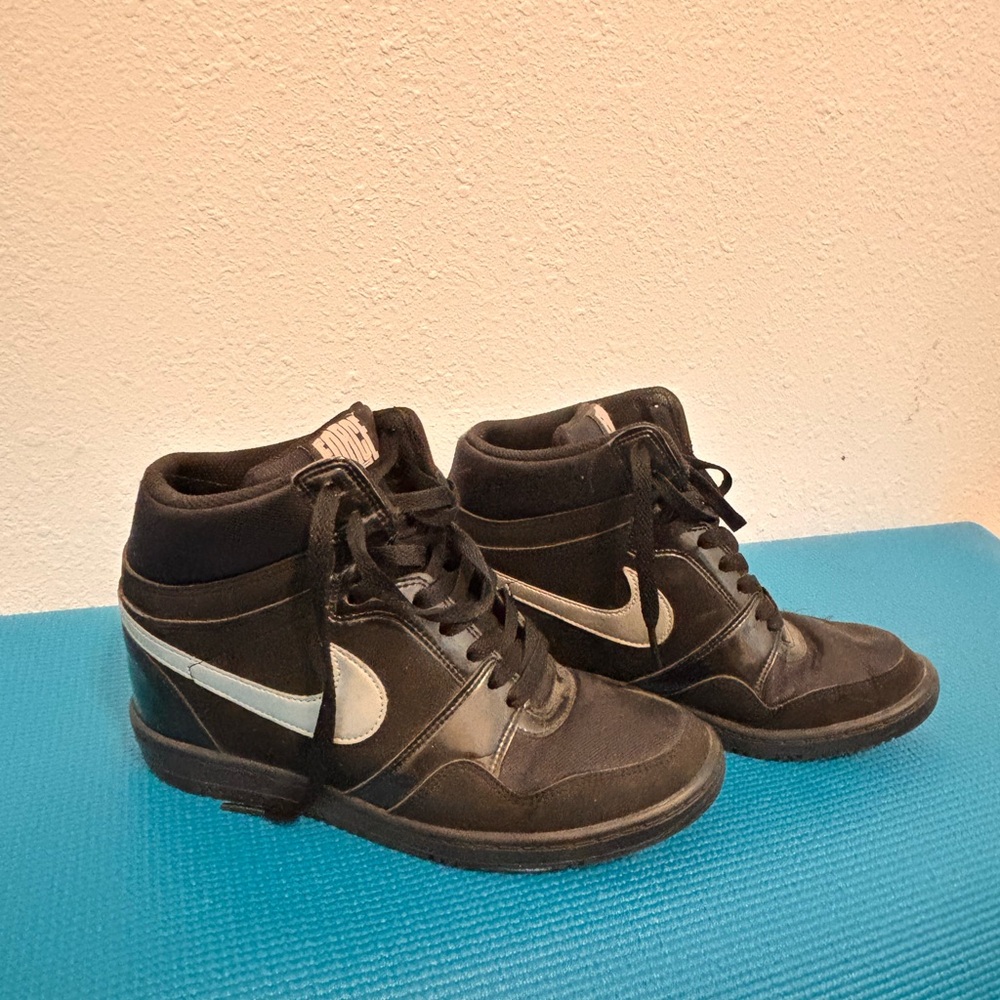 Nike Black and Gray High-Top Wedge Sneakers